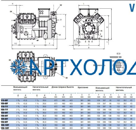 Компрессор V20-84Y (R-404A, R-507, R-134a, R-407C LBP) Frascold