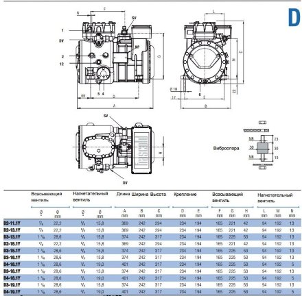 Компрессор D3-16.1Y (R-404A, R-507, R-134a, R-407C LBP) Frascold Компрессор D3-16.1Y (R-404A, R-507, R-134a, R-407C LBP) Frascold